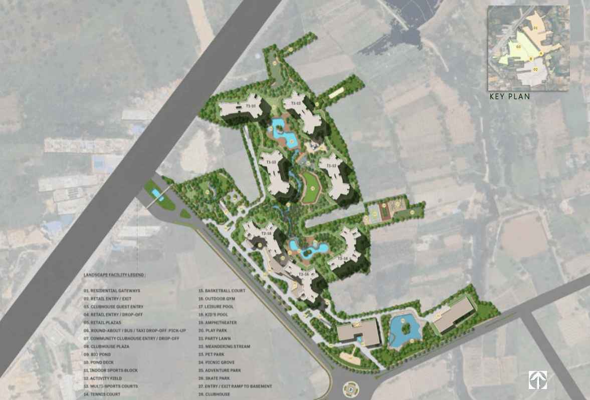 Brigade Stellaris Velachery master plan layout showing residential towers and green spaces